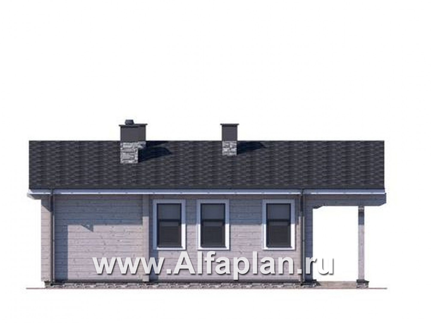 Проекты домов Альфаплан - Уютная бревенчатая баня с террасой - изображение фасада №1