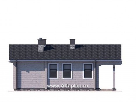 Проекты домов Альфаплан - Уютная бревенчатая баня с террасой - превью фасада №1