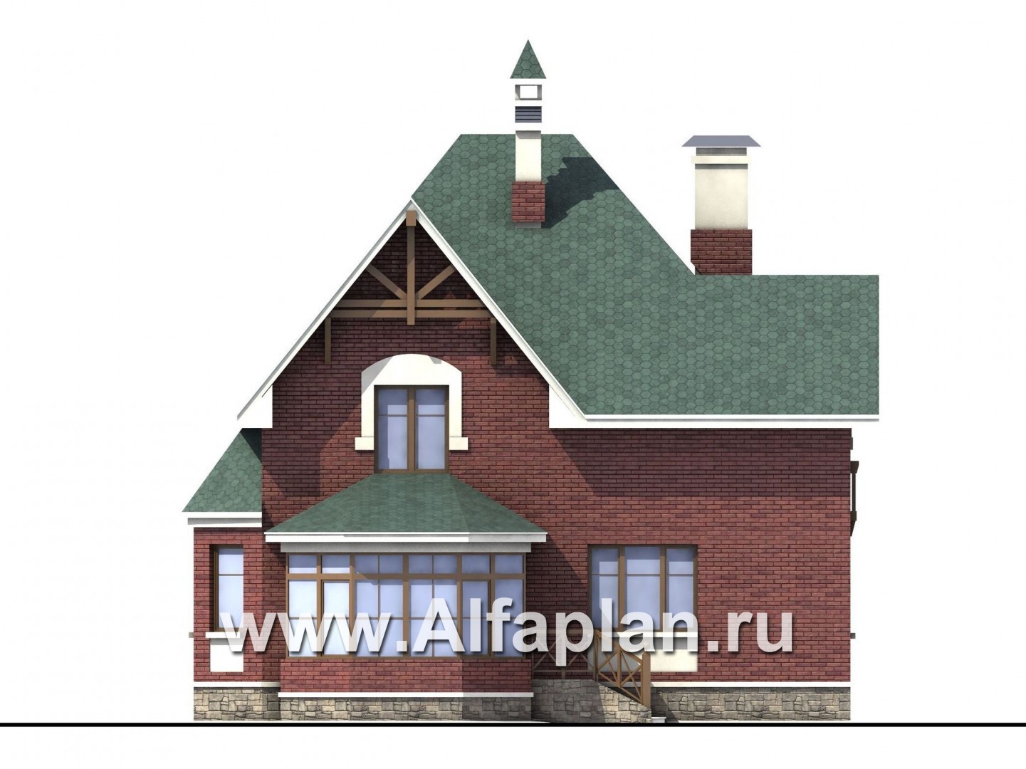 Проекты домов Альфаплан - «Магистр» - двухэтажный  дом с эркером - изображение фасада №4
