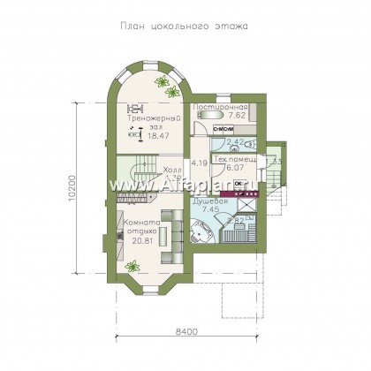 «Стелла»- проект дома с мансардой, с террасой, с цокольным этажом, в английском стиле - превью план дома