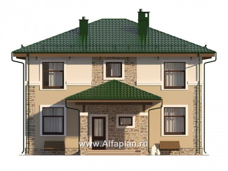 Проекты домов Альфаплан - Двухэтажный дом с удобной простой планировкой - превью фасада №1