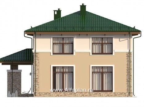 Проекты домов Альфаплан - Двухэтажный дом с удобной простой планировкой - превью фасада №3