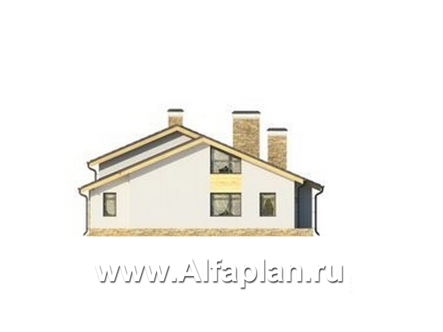 Проекты домов Альфаплан - Удобный современный мансардный коттедж - изображение фасада №2