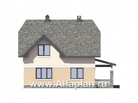 Проекты домов Альфаплан - Экономичный дом с гаражом - превью фасада №2