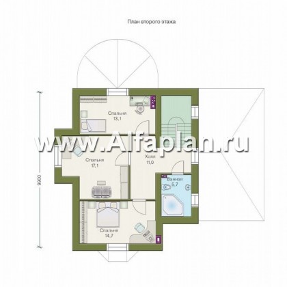 Проекты домов Альфаплан - «Вива Бе» - рациональный дом с навесом для машины - превью плана проекта №2