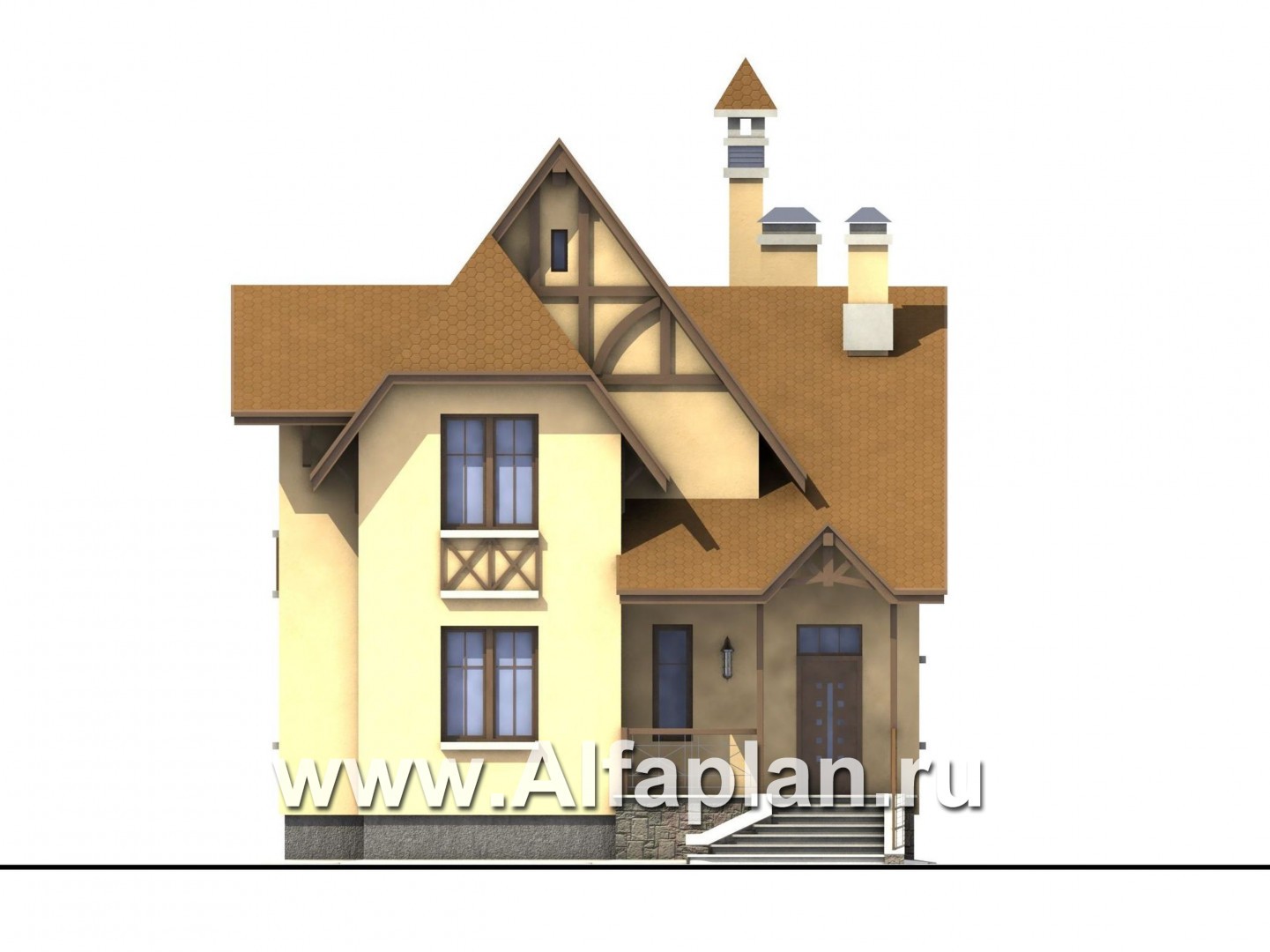 Проекты домов Альфаплан - «Вива» - коттедж для узкого участка - изображение фасада №1