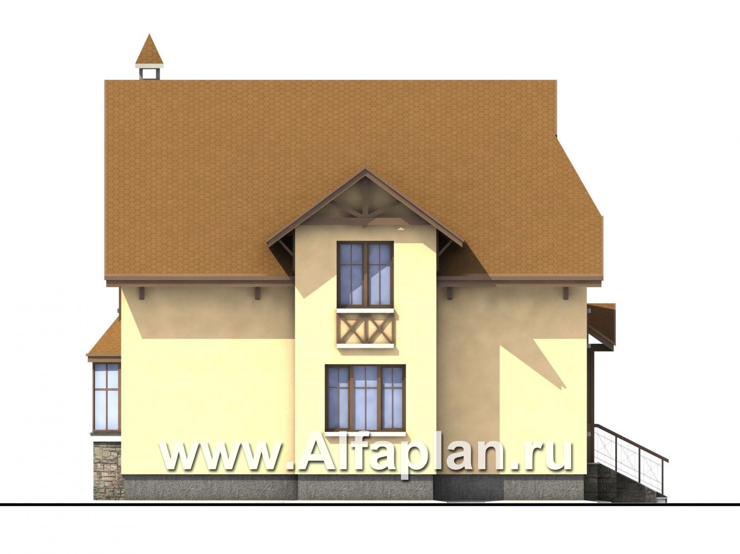 Проекты домов Альфаплан - «Вива» - коттедж для узкого участка - изображение фасада №3