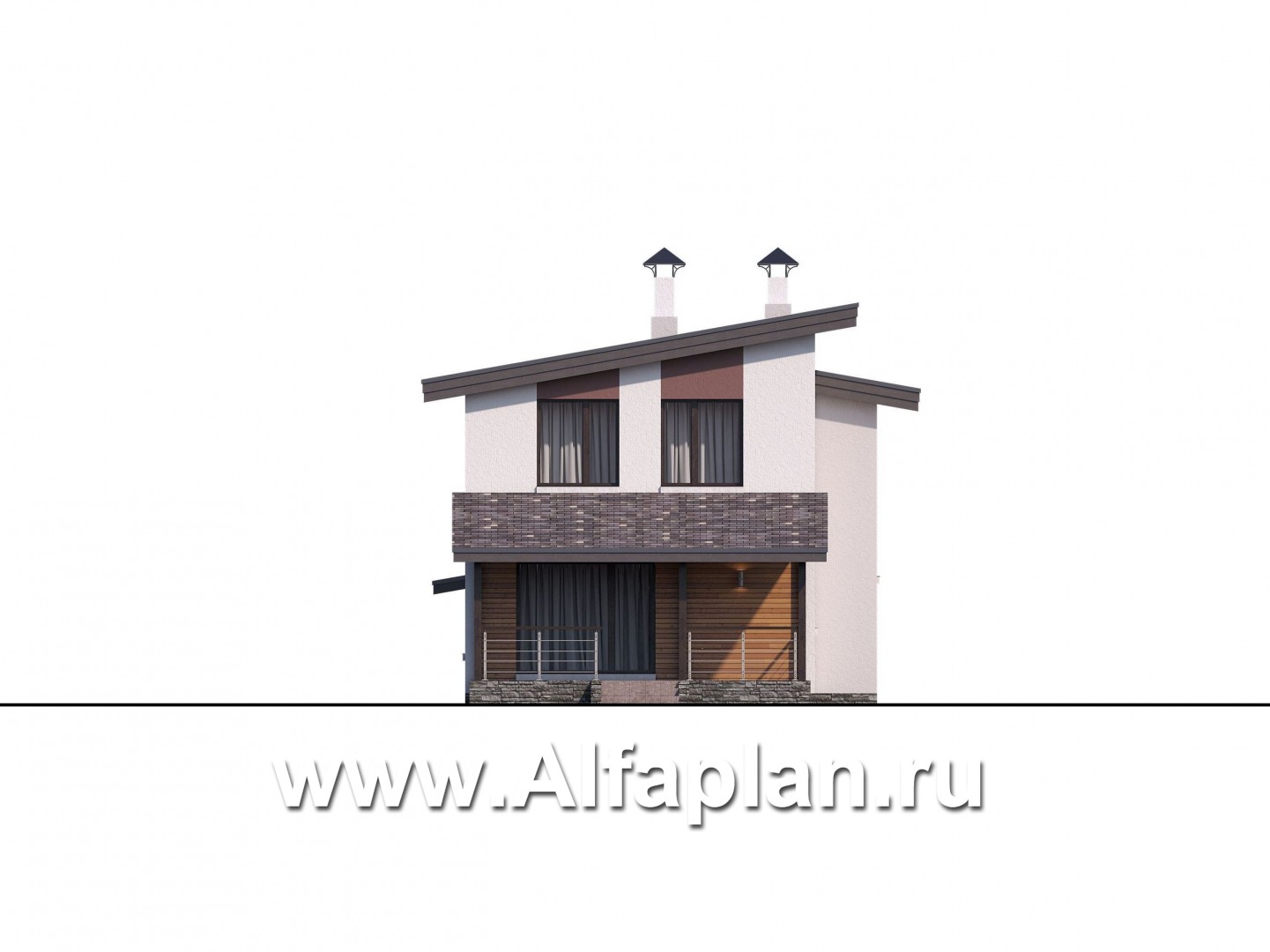 Проекты домов Альфаплан - «Арс» - дом --навесом для узкого участка - изображение фасада №3