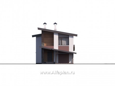 Проекты домов Альфаплан - «Арс» - дом --навесом для узкого участка - превью фасада №1