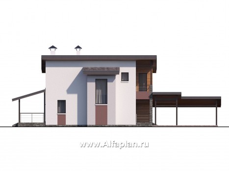 Проекты домов Альфаплан - «Арс» - дом --навесом для узкого участка - превью фасада №2