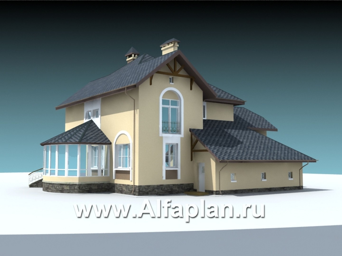 Проекты домов Альфаплан - «Амбиент» - проект коттеджа с большим гаражом - дополнительное изображение №3