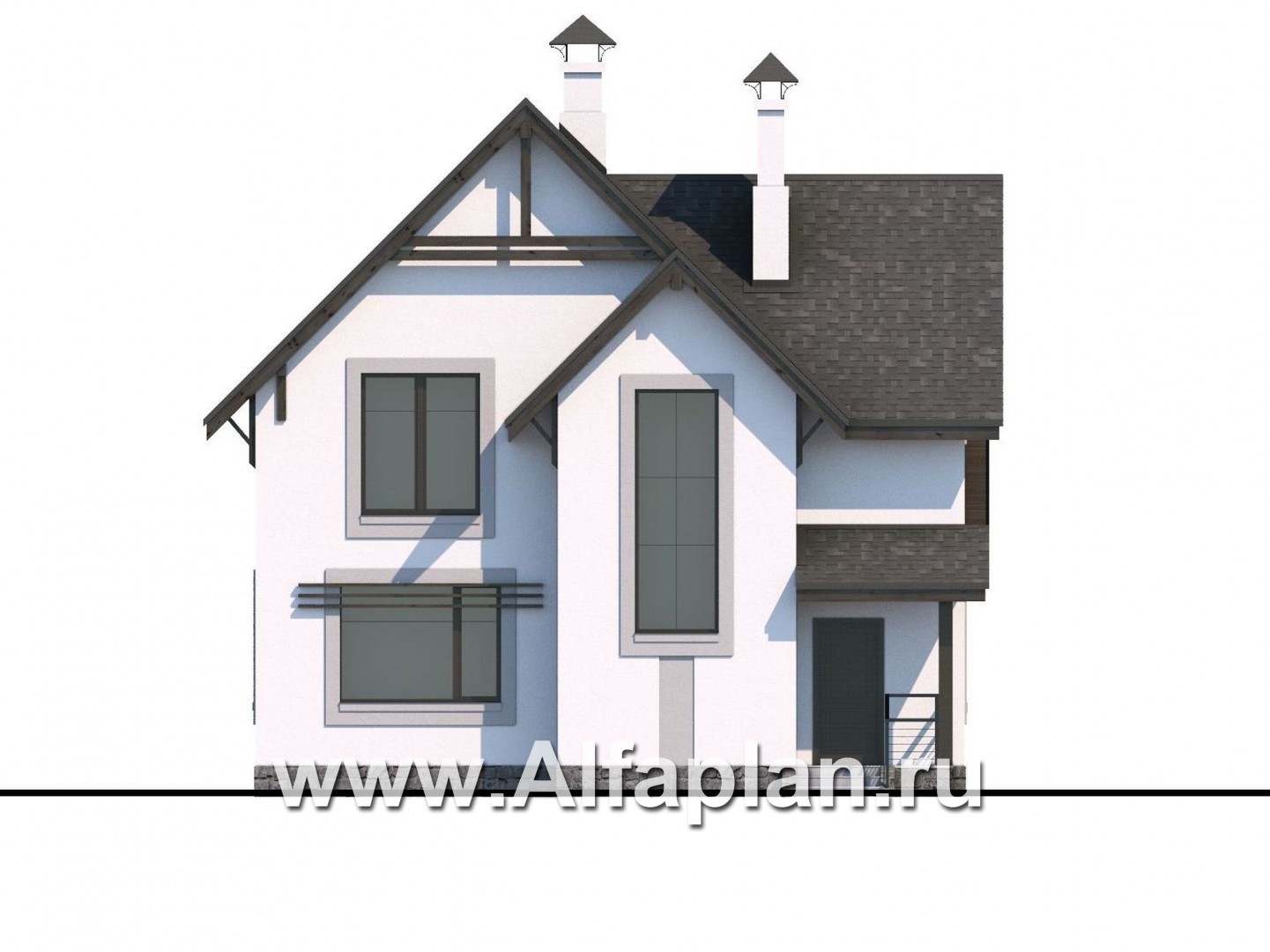 Проекты домов Альфаплан - «Арматор» - современный дом с террасой и лоджией - изображение фасада №4