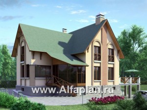 Проекты домов Альфаплан - «Яблоко» - дом для узкого участка с рельефом - превью основного изображения