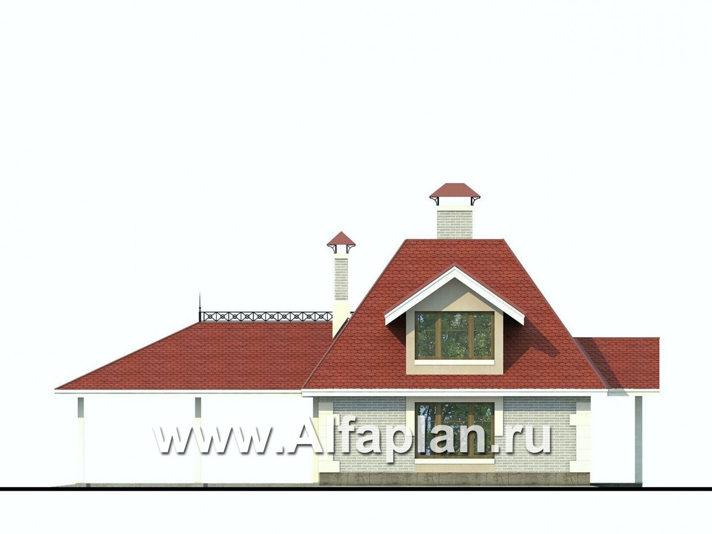 Проекты домов Альфаплан - Дом для отдыха с навесом для машин - изображение фасада №1