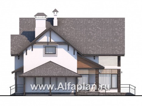 Проекты домов Альфаплан - «Арматор»- современный дом с террасой, лоджией и навесом для авто. - превью фасада №3