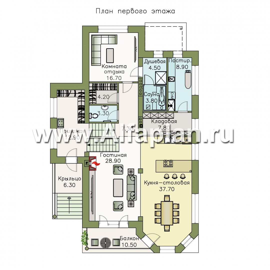 Проекты домов Альфаплан - Трехэтажный классический особняк для узкого участка - план проекта №2
