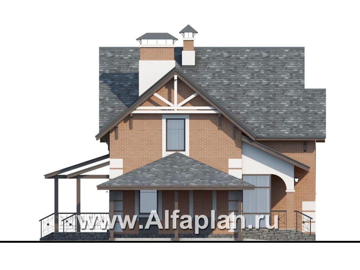 Проекты домов Альфаплан - «Приоритет»-  элегантный коттедж , удобный план дома - изображение фасада №3