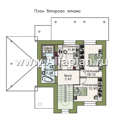 Проекты домов Альфаплан - «Приоритет»-  элегантный коттедж , удобный план дома - превью плана проекта №2