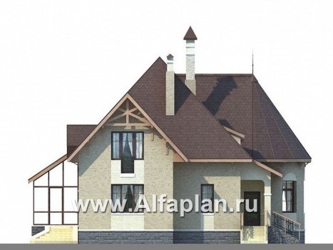 Проекты домов Альфаплан - «Авалон» - коттедж с полукруглым эркером - превью фасада №3