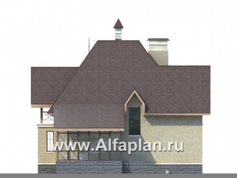 Проекты домов Альфаплан - «Авалон» - коттедж с полукруглым эркером - превью фасада №4