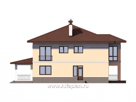 Проекты домов Альфаплан - Двухэтажный дом с эркером и террасой - превью фасада №2