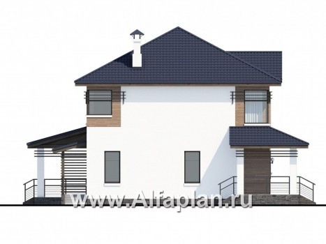 «Рассвет»- проект двухэтажного дома с террасой, мастер спальня, в современном стиле - превью фасада дома