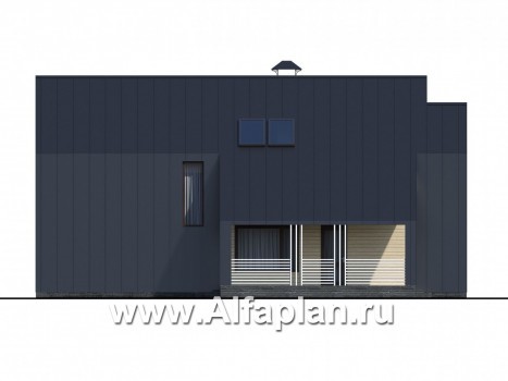 Проекты домов Альфаплан - «Омега» - двухэтажный каркасный дом с пятью спальнями - превью фасада №3