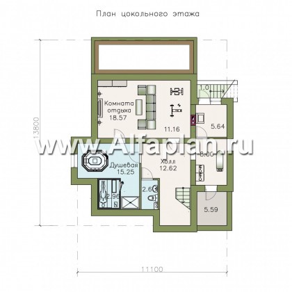 Проекты домов Альфаплан - «Тренд Плюс» - современный загородный дом - превью плана проекта №3