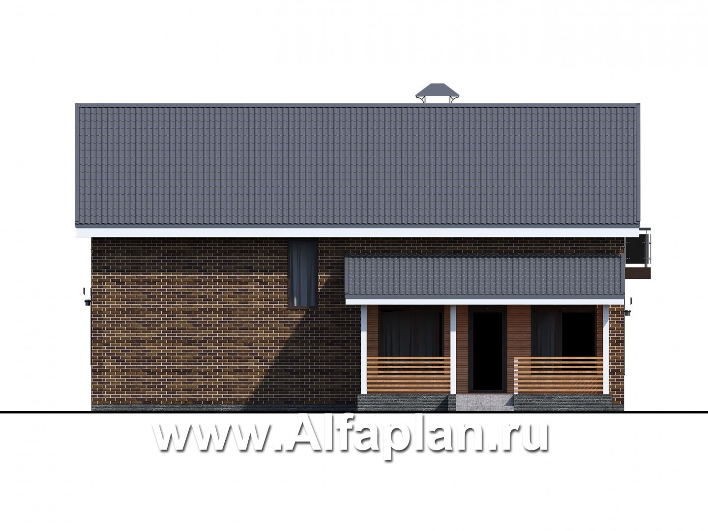 Проекты домов Альфаплан - «Омега» - проект двухэтажного каркасного дома с, с террасой и удобной планировкой - изображение фасада №3