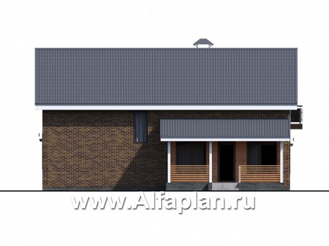 Проекты домов Альфаплан - «Омега» - проект двухэтажного каркасного дома с, с террасой и удобной планировкой - превью фасада №3