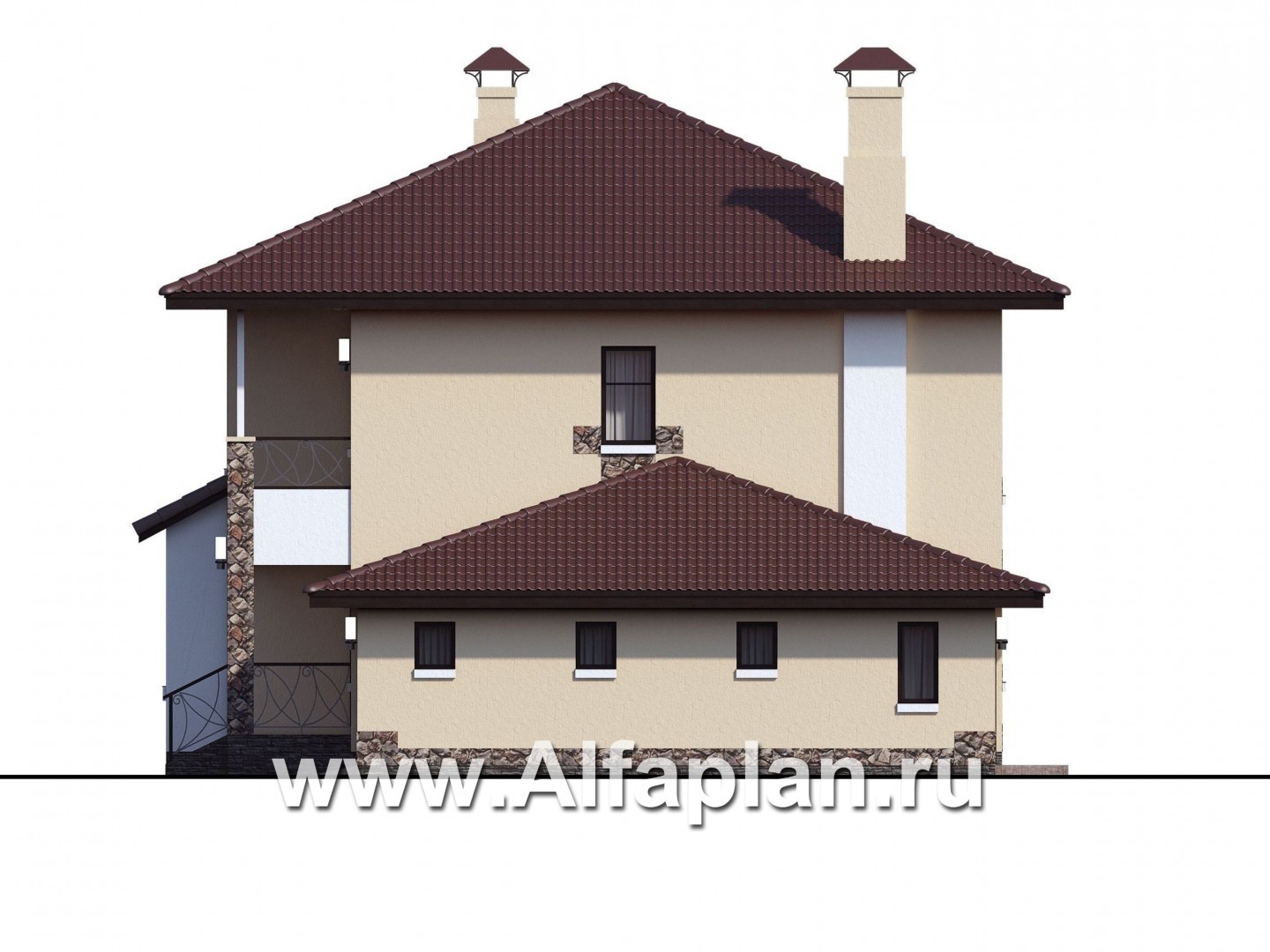 Проекты домов Альфаплан - «Вереск» — компактный и рациональный дом с гаражом - изображение фасада №2