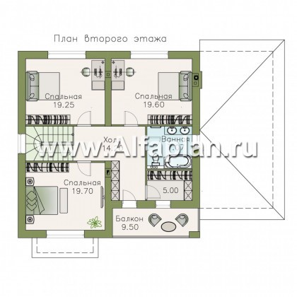 Проекты домов Альфаплан - «Вереск» — компактный и рациональный дом с гаражом - превью плана проекта №2