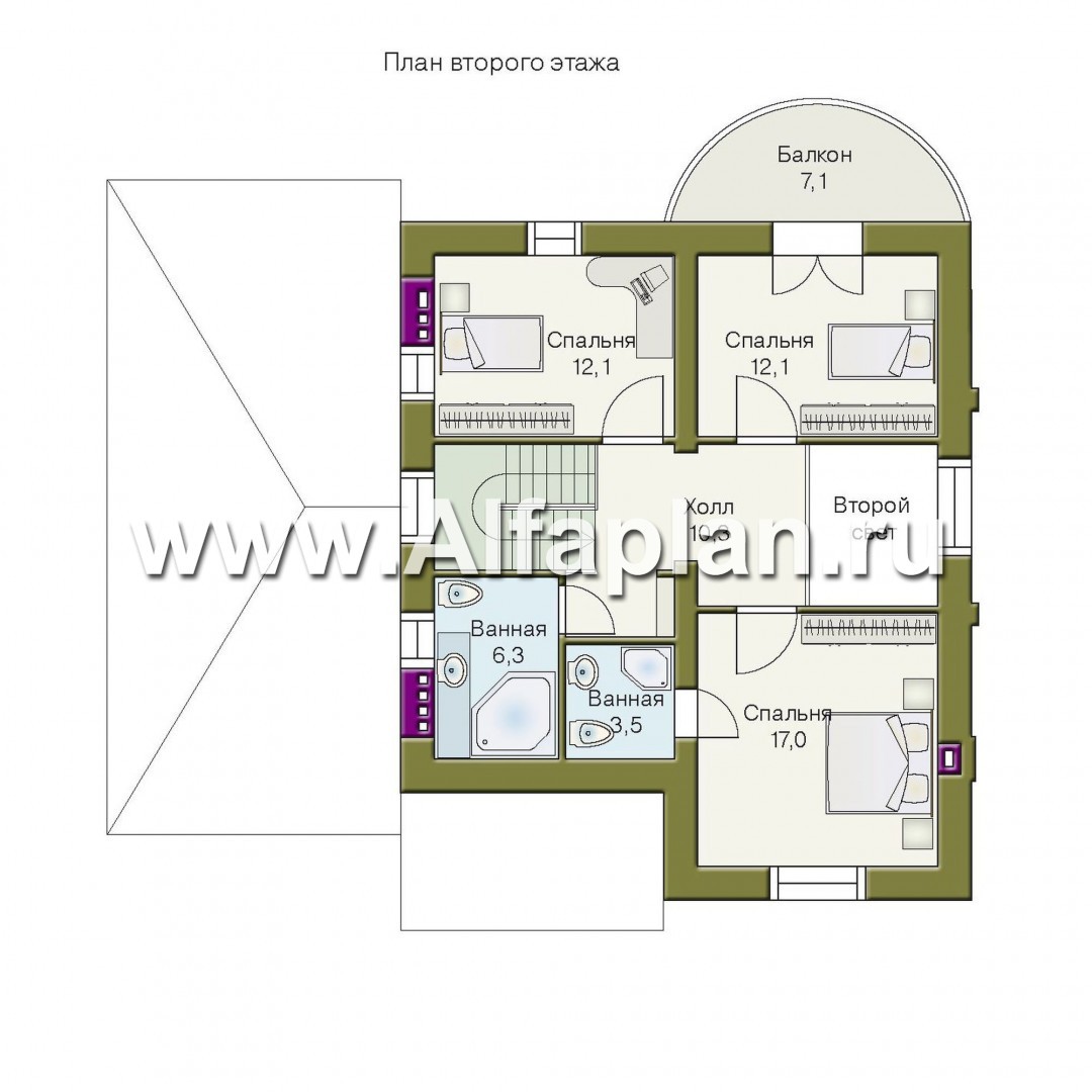 Проекты домов Альфаплан - «Ретростилиса» - рациональный дом - - план проекта №2