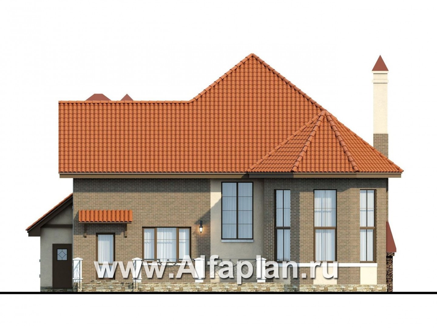 Проекты домов Альфаплан - «Гавань» - комфортабельный дом для большой семьи - изображение фасада №4