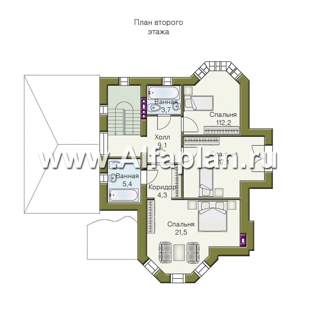 Проекты домов Альфаплан - «Фортуна» - небольшой загородный дом - изображение плана проекта №2