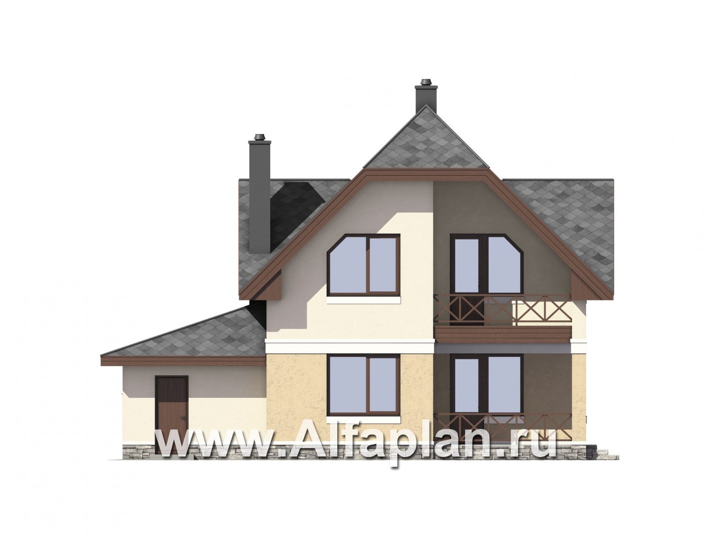 Проекты домов Альфаплан - Экономичный дом из газобетона с гаражом - изображение фасада №3
