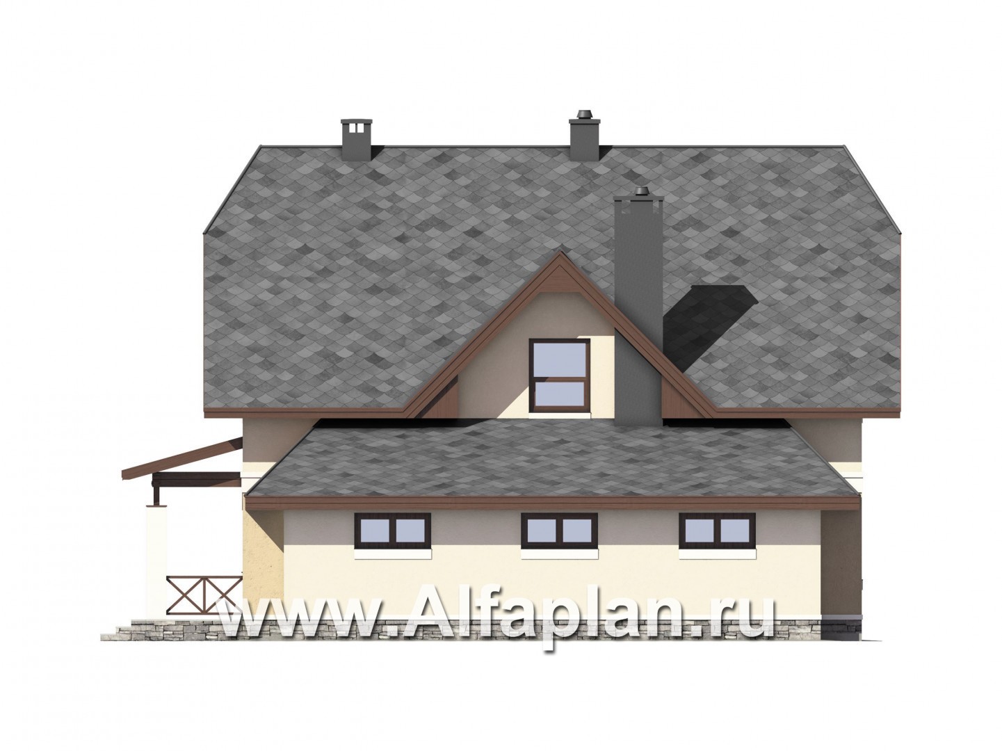 Проекты домов Альфаплан - Экономичный дом из газобетона с гаражом - изображение фасада №4