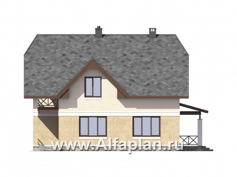 Проекты домов Альфаплан - Экономичный дом из газобетона с гаражом - превью фасада №2