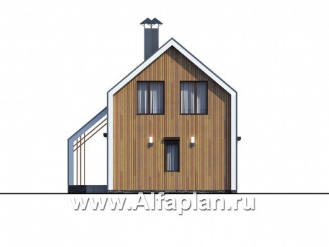 Проекты домов Альфаплан - «Сигма» - стильный двухэтажный каркасный дом - превью фасада №4
