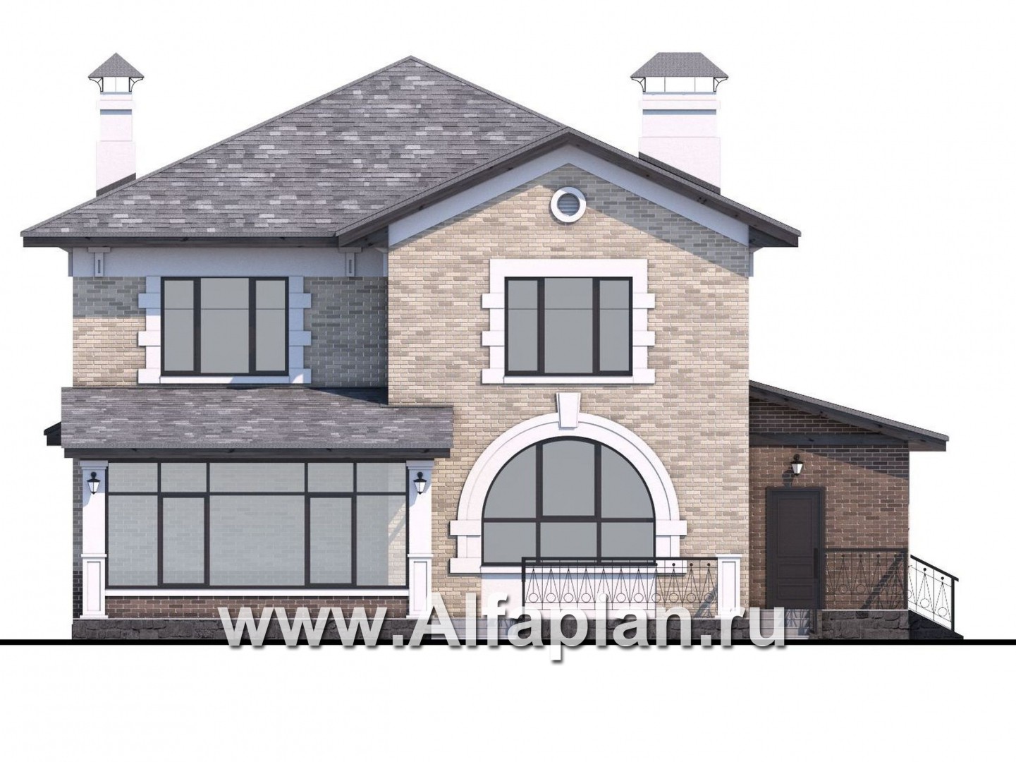 Проекты домов Альфаплан - «Амадей» - изысканный коттедж с  комфортной планировкой - изображение фасада №4