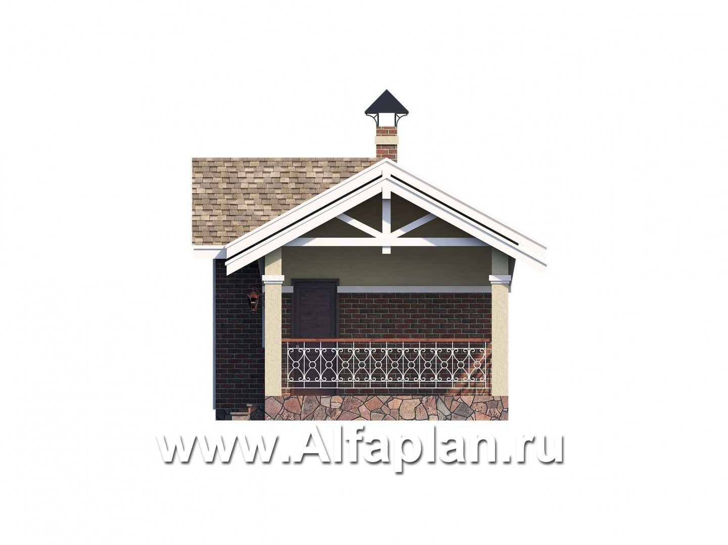 Проекты домов Альфаплан - Проект бани, со спальней - изображение фасада №2