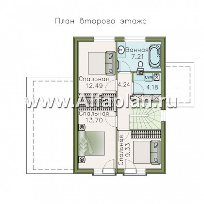 Проекты домов Альфаплан - «Сигма» - небольшой дом с сауной на первом этаже - превью плана проекта №2