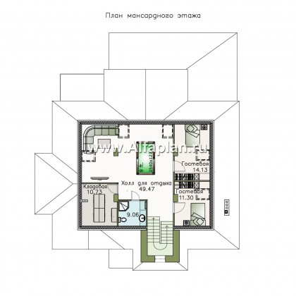 Проекты домов Альфаплан - «Демидов» - респектабельный особняк с мансардой - превью плана проекта №3