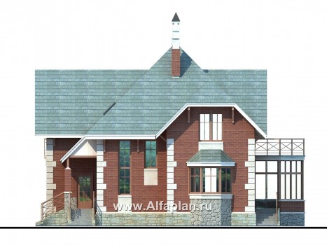 Проекты домов Альфаплан - «Приорат» - проект популярного коттеджа с двусветным холлом - превью фасада №2