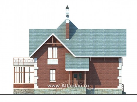 Проекты домов Альфаплан - «Приорат» - проект популярного коттеджа с двусветным холлом - превью фасада №3
