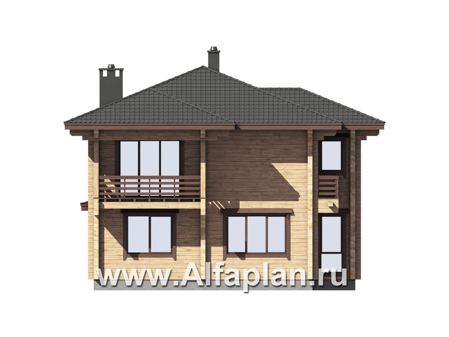 Проекты домов Альфаплан - Дом из бруса с двусветным пространством - изображение фасада №3