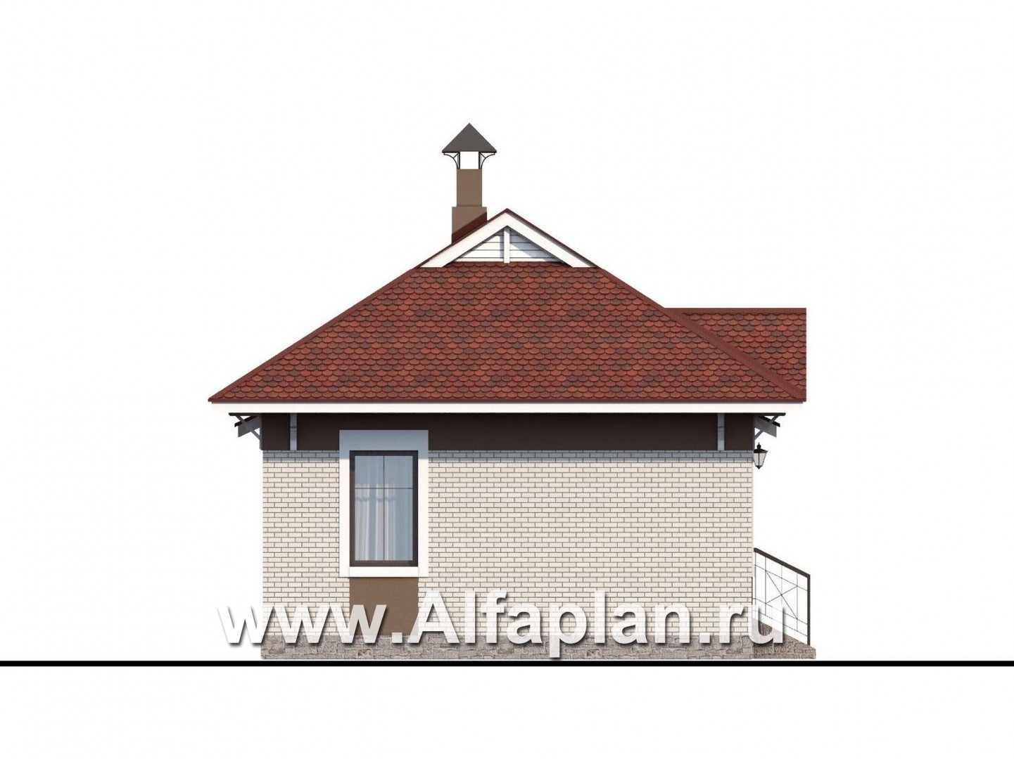 Проекты домов Альфаплан - Проект гостевого кирпичного дома в русском стиле - изображение фасада №3