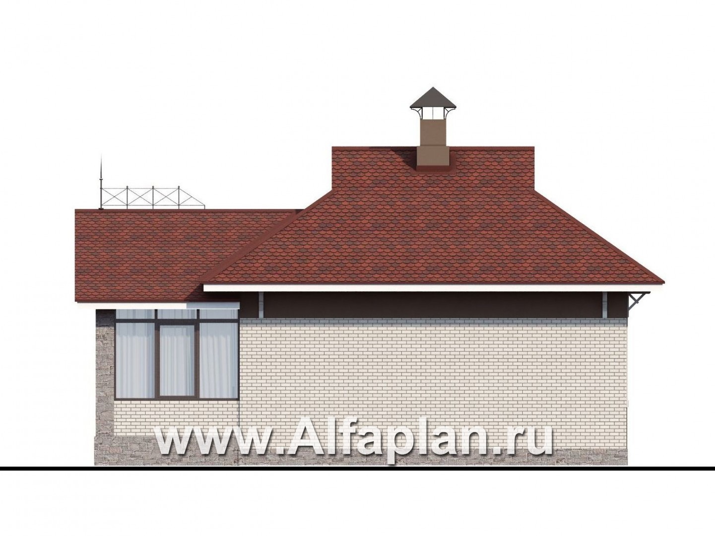 Проекты домов Альфаплан - Проект гостевого кирпичного дома в русском стиле - изображение фасада №4