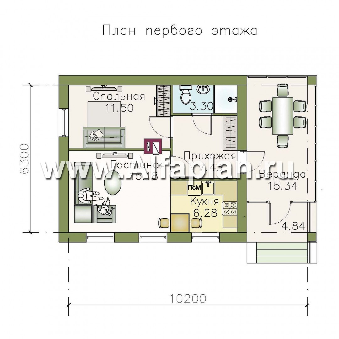 Проекты домов Альфаплан - «Карат» - проект кирпичного дома - изображение плана проекта №1