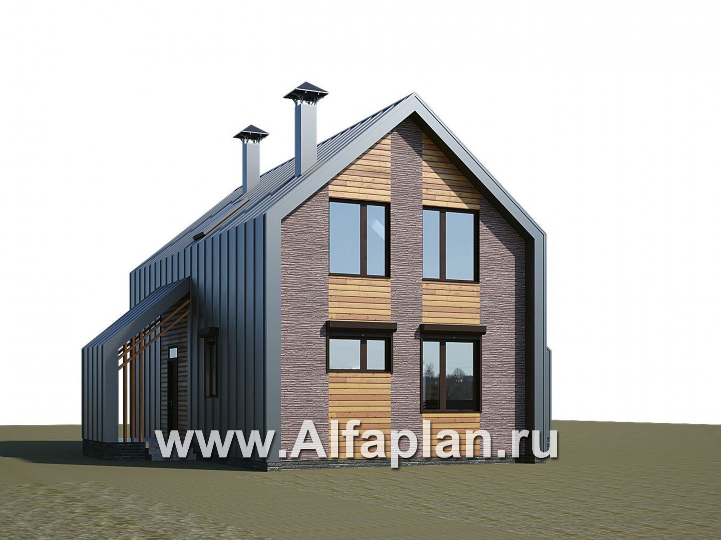 Проекты домов Альфаплан - «Тау» - двухэтажный дом с фальцевыми фасадами и кровлей - дополнительное изображение №1